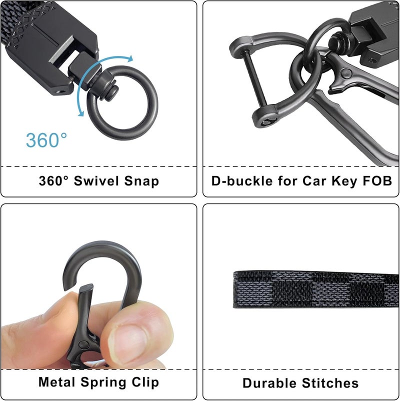 OHKYOOT Store Leather Car Keychain,Carabiner Clip Key Fob Keychain for Home Car Keys Women Men - Image 2